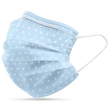 CHILDREN'S PROTECTIVE MASK BLUE WITH DOTS / 5 pcs